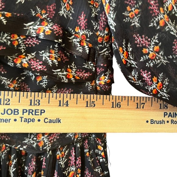 Zara Midi Dress Black SZ XL V-neck Button Wrap Floral Printed NWT - Picture 8 of 13